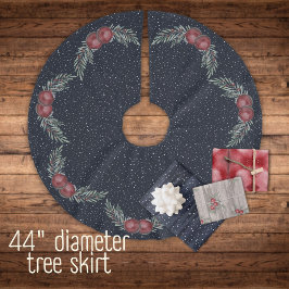 Saia Para Árvore De Natal De Poliéster Rustic Dark Blue Snowy Bolas de Natal