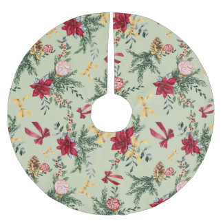 Saia Para Árvore De Natal De Poliéster Sage Green Christmas Winter Greenery & Arco Patter