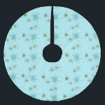 Saia Para Árvore De Natal De Poliéster Saia atômica azul da árvore de Starbursts do ovo<br><div class="desc">O teste padrão atômico icónico azul da saia da árvore de Natal de Starbursts do ovo deste pisco de peito vermelho caracteriza starbursts atômicos icónicos. Isso é direito! A velha escola, fundo colorido azul do ovo do pisco de peito vermelho com salpicos do ouro é o contexto perfeito para a...</div>