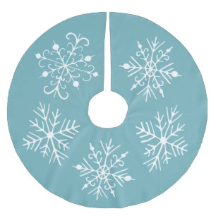 Saia Para Árvore De Natal De Poliéster Saia da árvore de Natal do floco de neve do Aqua