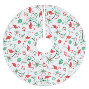 Saia Para Árvore De Natal De Poliéster Saia da árvore do flamingo vermelho do Natal mult