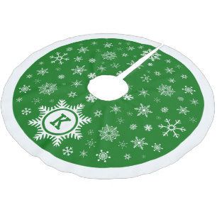 Saia Para Árvore De Natal De Poliéster Saia da árvore do floco de neve do monograma do