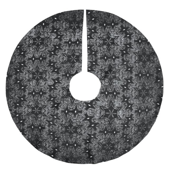 Saia Para Árvore De Natal De Poliéster Saia da Árvore Preta (Frente)