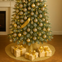 Saia de árvore de Natal em brilho dourado elegante