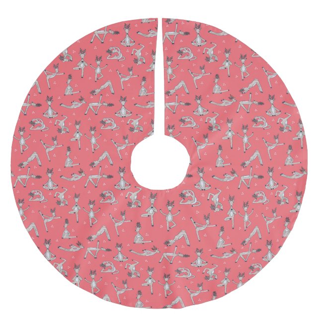 Saia Para Árvore De Natal De Poliéster Saia de Yoga Deer Tree (Frente)