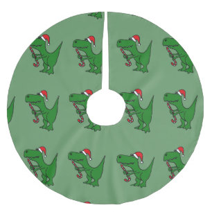 Saia Para Árvore De Natal De Poliéster Saia engraçada da árvore de Natal do dinossauro 