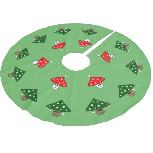 Saia Para Árvore De Natal De Poliéster Saia festiva verde da árvore dos cogumelos