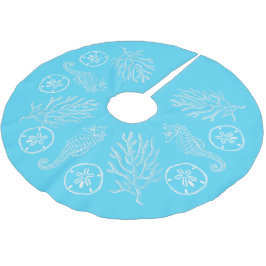 Saia Para Árvore De Natal De Poliéster Saia litoral do Seashell do Natal