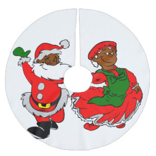 Saia Para Árvore De Natal De Poliéster saia preta da árvore de Natal da Sra. claus do