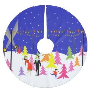 Saia Para Árvore De Natal De Poliéster Saia retro da árvore de Natal da fazenda de árvo