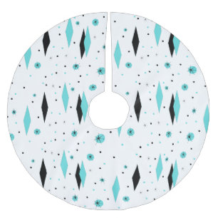 Saia Para Árvore De Natal De Poliéster Saia retro da árvore de Natal dos diamantes de