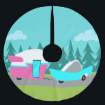 Saia Para Árvore De Natal De Poliéster Saia retro da árvore do campista/reboque e do<br><div class="desc">Esta árvore de Natal retro do campista/reboque e do carro contorna características um meio século moderno, o desenho minimalista dos desenhos animados que sairá de você se apronta para tomar à estrada aberta. Uma homenagem aos anos 50, características deste design um carro de turquesa do vintage com a parte superior...</div>