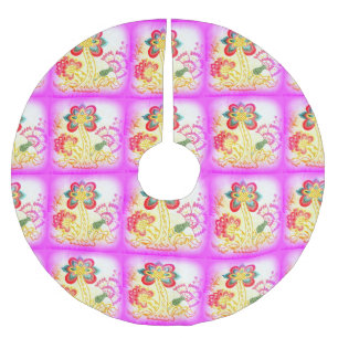 Saia Para Árvore De Natal De Poliéster saia tropical cor-de-rosa groovy da árvore das