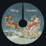 Saia Para Árvore De Natal De Poliéster Santa Claus Christmas Antique Sleigh Reindeer<br><div class="desc">Papais noeis de Natal no seu trenó - Esta imagem é de um antigo cartão de Natal antigo dos anos 1800. Mostra papais noeis no trenó na véspera de Natal,  com suas renas e brinquedos!</div>