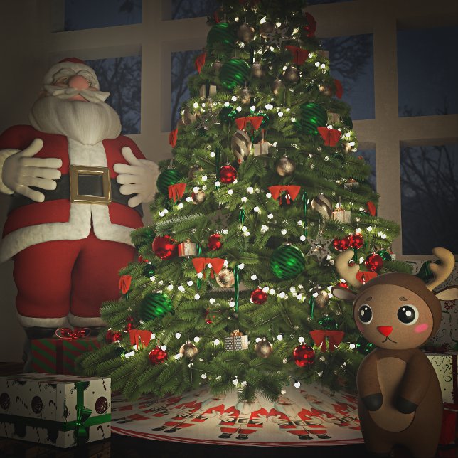 Saia Para Árvore De Natal De Poliéster Santa Claus HoHoHo (Criador carregado)