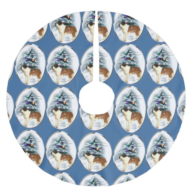 Saia Para Árvore De Natal De Poliéster Santo Bernard Christmas (Frente)