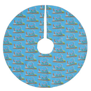Saia Para Árvore De Natal De Poliéster Sapo bonito e abelha na ilustração de desenho anim