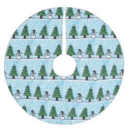 Saia Para Árvore De Natal De Poliéster Saudações do Boneco de Neve