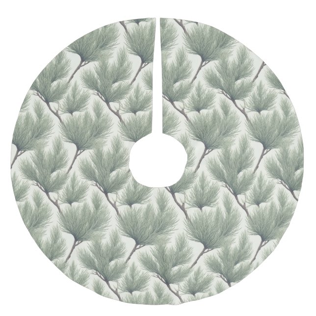 Saia Para Árvore De Natal De Poliéster Seamless Tamarix Acacia Tree Leaf Pattern (Frente)