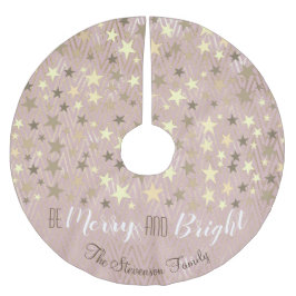 Saia Para Árvore De Natal De Poliéster Seja Feliz e Rosa brilhante Dourado