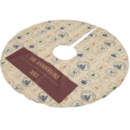 Saia Para Árvore De Natal De Poliéster Selo de Natal em Estilo Vintage