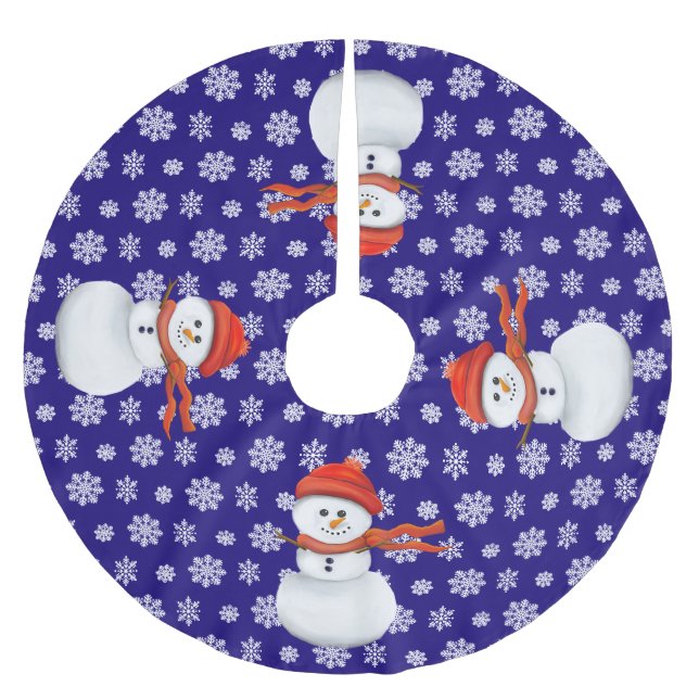 Saia Para Árvore De Natal De Poliéster Senhor Boneco de Neve (Frente)