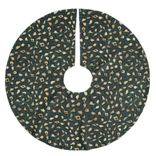 Saia Para Árvore De Natal De Poliéster Série Teal e Gold Leopard Design 1