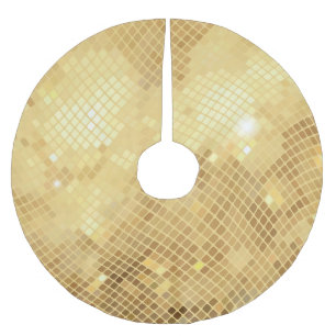 Saia Para Árvore De Natal De Poliéster Shimmering Douradas Ondas: Textura Mosaica