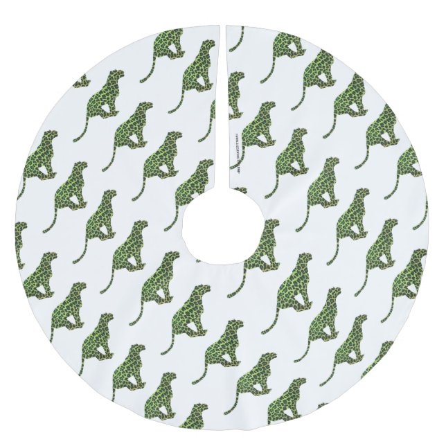 Saia Para Árvore De Natal De Poliéster Silhouette Leopard Black and Green (Frente)