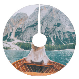 Saia Para Árvore De Natal De Poliéster Silhouette Woman Alpha Lake Nature