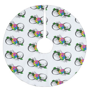 Saia Para Árvore De Natal De Poliéster Símbolo Infinito com Rosa do Arco-Íris