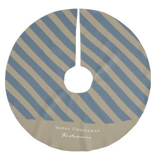 Saia Para Árvore De Natal De Poliéster Simples e Minimalista Azul e bege Feliz Natal