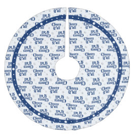 Saia Para Árvore De Natal De Poliéster Sinalizador de Estado Azul Cheers Y Todos Patterad