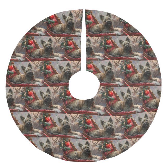 Saia Para Árvore De Natal De Poliéster Skye Terrier Cachorro Natal Festivo (Frente)