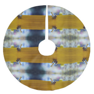 Saia Para Árvore De Natal De Poliéster SlipperyJoe's Happy Hanukkah com quatro lados gira