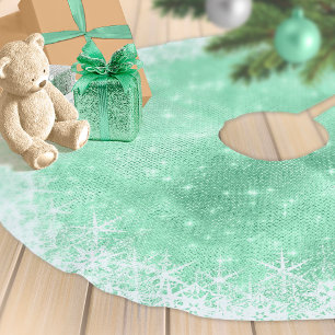 Saia Para Árvore De Natal De Poliéster Snowflake Glitter e Shine Green ID671