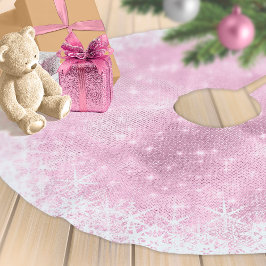 Saia Para Árvore De Natal De Poliéster Snowflake Glitter e Shine Pink ID671
