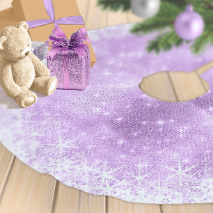 Saia Para Árvore De Natal De Poliéster Snowflake Glitter e Shine Violet ID671
