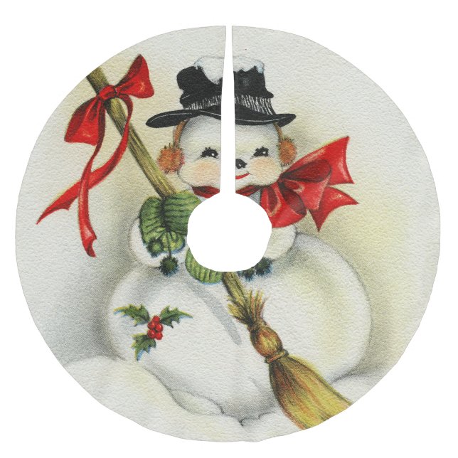 Saia Para Árvore De Natal De Poliéster Snowman 001 (Frente)
