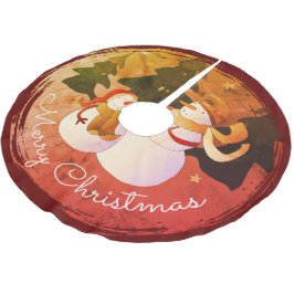 Saia Para Árvore De Natal De Poliéster Snowman Bruted Polyester Tree Skirt