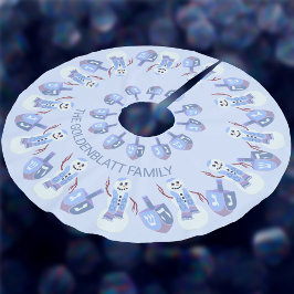 Saia Para Árvore De Natal De Poliéster Snowman Dreidels Hanukkah Pattern Chrismukkah