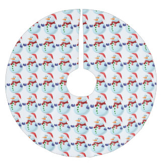 Saia Para Árvore De Natal De Poliéster Snowman Pattern Tree Skirt