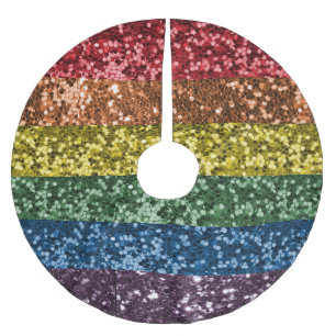 Saia Para Árvore De Natal De Poliéster Sparkle Rainbow Glitter Sequin Glam Trendy