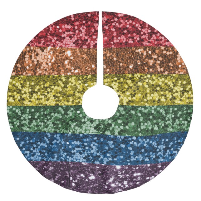 Saia Para Árvore De Natal De Poliéster Sparkle Rainbow Glitter Sequin Glam Trendy (Frente)