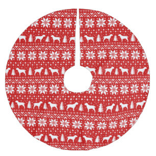 Saia Para Árvore De Natal De Poliéster Spinone Italiano Silhouettes Padrão de Natal Verme