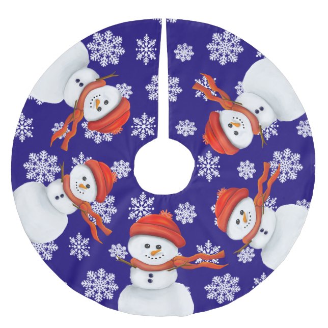 Saia Para Árvore De Natal De Poliéster Sr. Boneco de Neve (Frente)