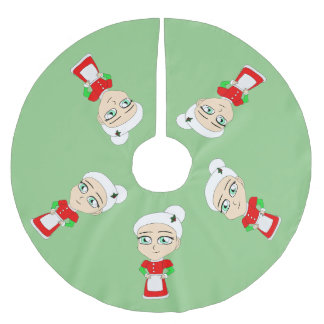 Saia Para Árvore De Natal De Poliéster sra. claus chibi