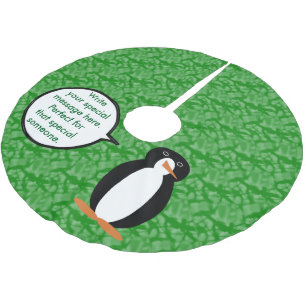 Saia Para Árvore De Natal De Poliéster Srta. Penguin falando no feriado de aniversário