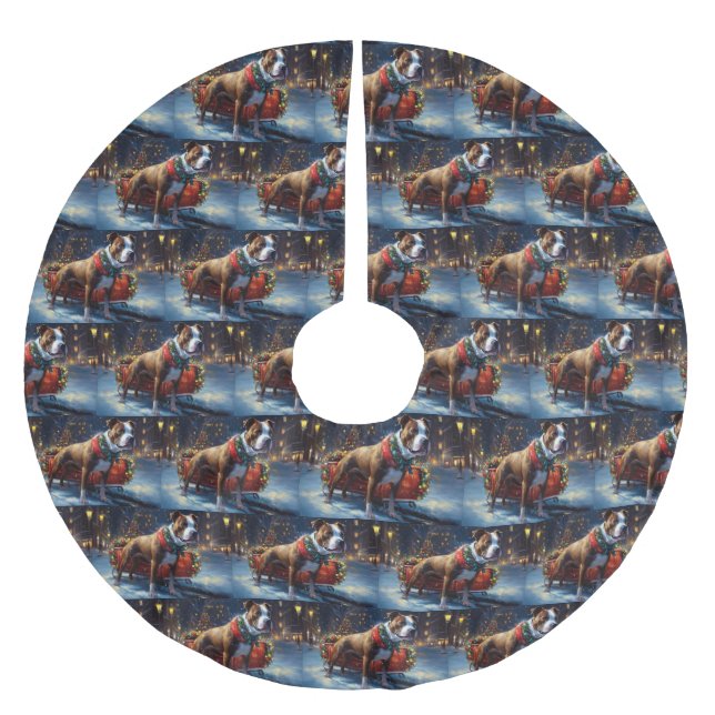 Saia Para Árvore De Natal De Poliéster Staffordshire Bull Terrier Natal Festivo (Frente)