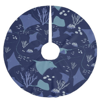 Saia Para Árvore De Natal De Poliéster Stingray Underwater Blue Christmas